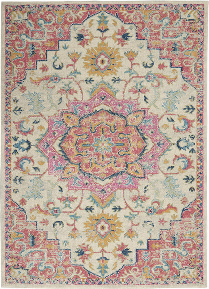 Nourison Home Passion Ivory Pink 5'3" x 7'3" Area Rug - Easy Clean, Non Shedding, Bed Room, Living Room, Dining Room, Kitchen (5' x 7')