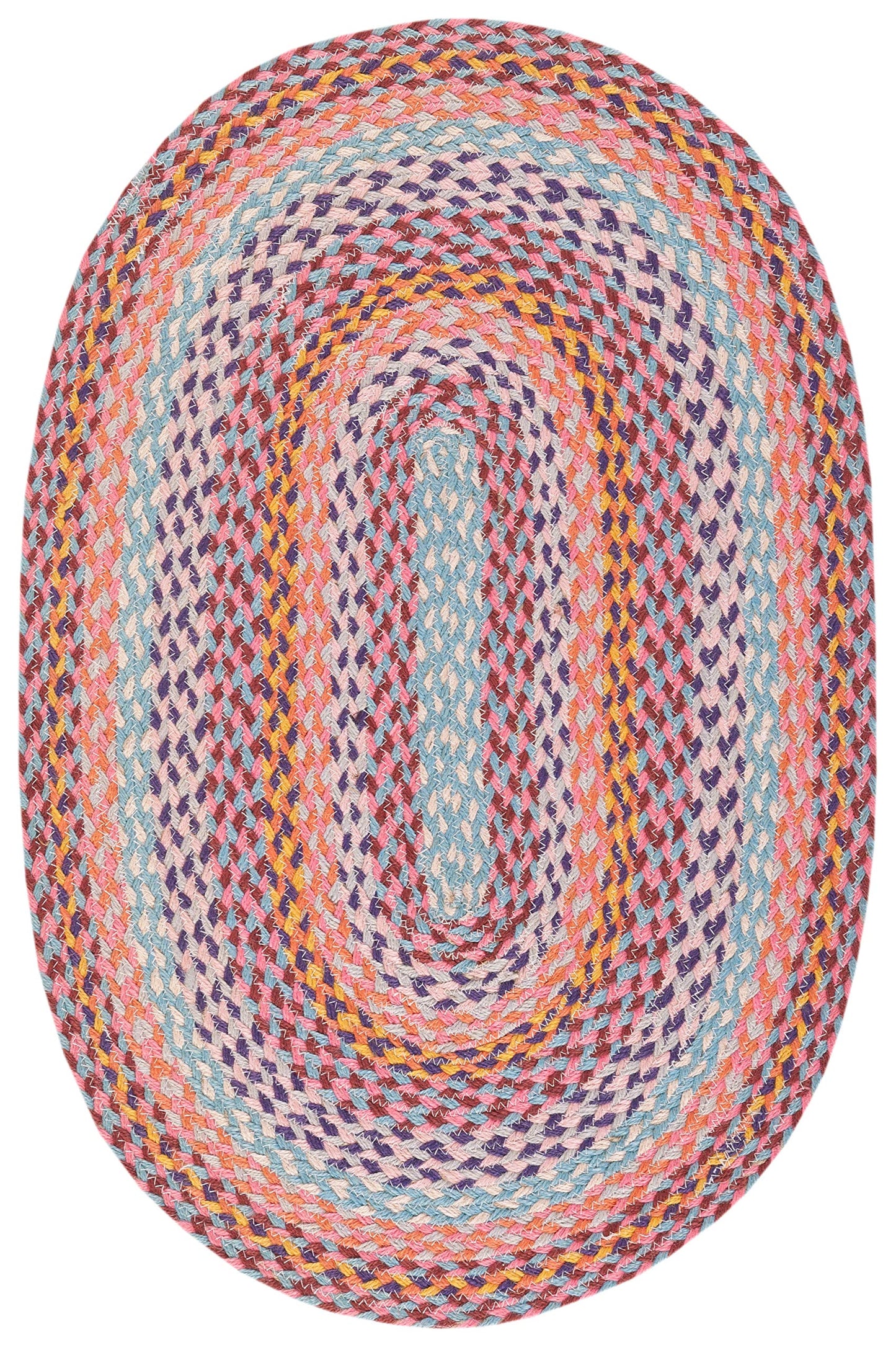 SAFAVIEH Cape Cod Collection Area Rug - 3' x 5' Oval, Pink & Blue, Handmade Braided Jute, Ideal for High Traffic Areas in Living Room, Bedroom (CAP241U)