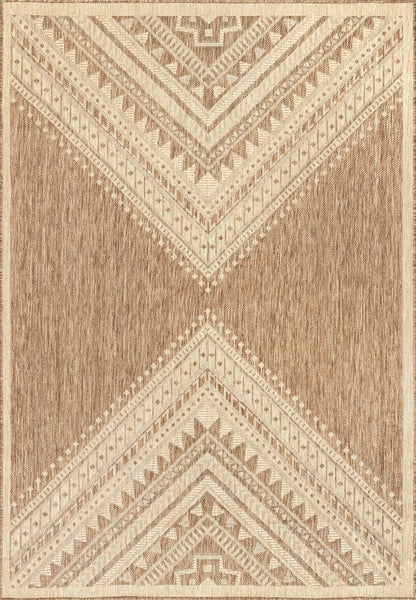 Nuloom Outdoor Performance Collection Landry Brown/Ivory, 4' x 6', Soft and Cozy, High Traffic, Stain Resistant, Easy Clean, Durable Area Rug for Indoor/Outdoor Patio, Deck, Porch, Garden, Courtyard