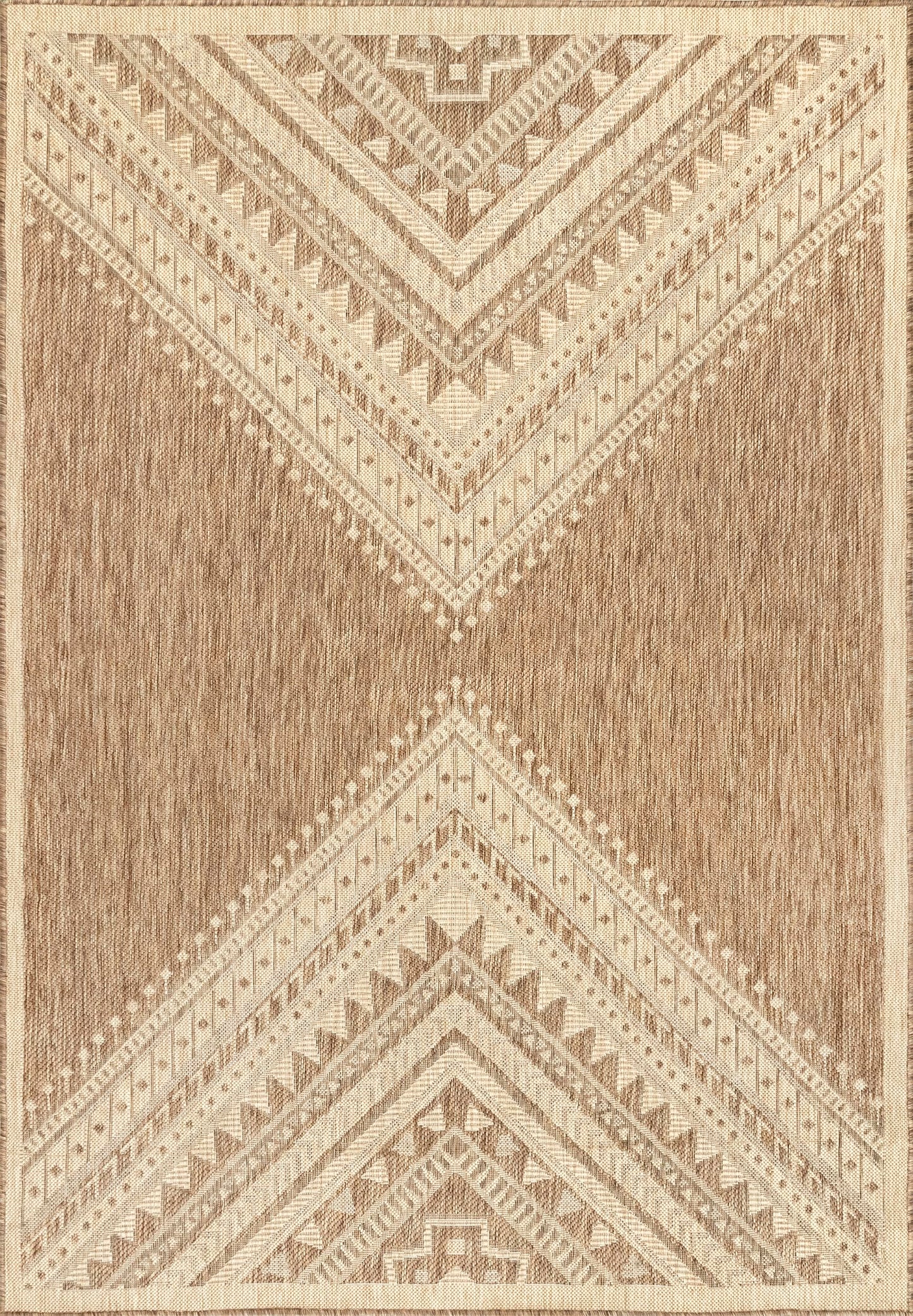 Nuloom Outdoor Performance Collection Landry Brown/Ivory, 2' x 3', Soft and Cozy, High Traffic, Stain Resistant, Easy Clean, Durable Area Rug for Indoor/Outdoor Patio, Deck, Porch, Garden, Courtyard