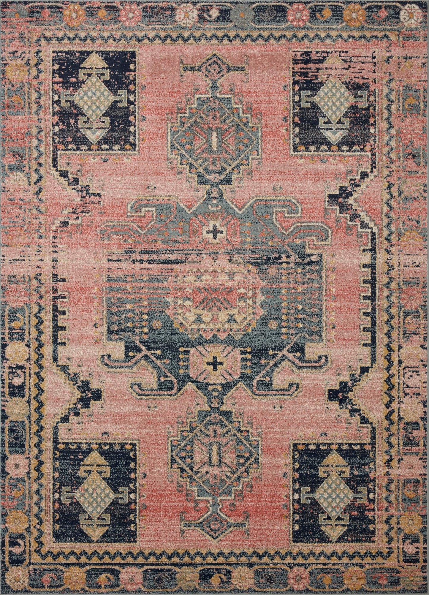 Loloi Jocelyn Collection JOC-06 Rose/Rose 5'-5" x 7'-6" .38" Thick Area Rug