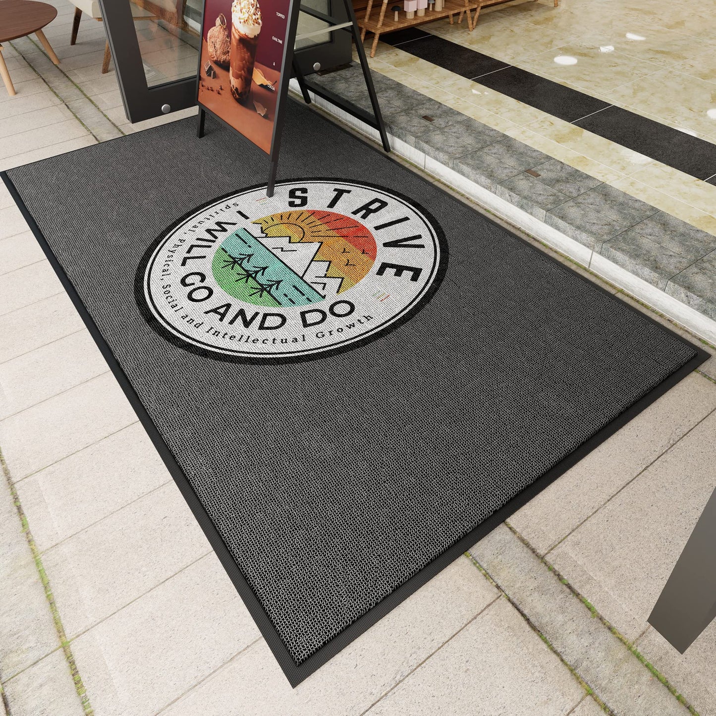 MAOVOT Custom Logo Commercial Grade Area Rugs Indoor Outdoor Door Mats Non-Slip Quick Drying Washable Entryway Carpet for Home, Garden, Office, Hotel 50-80cm
