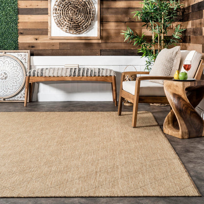 Nuloom Outdoor Performance Ray Brown/Ivory, 3'6" x 5', Solid, Soft and Textured, High Traffic, Stain Resistant, Easy Clean, Durable Area Rug for Indoor/Outdoor Patio, Deck, Porch, Garden, Courtyard