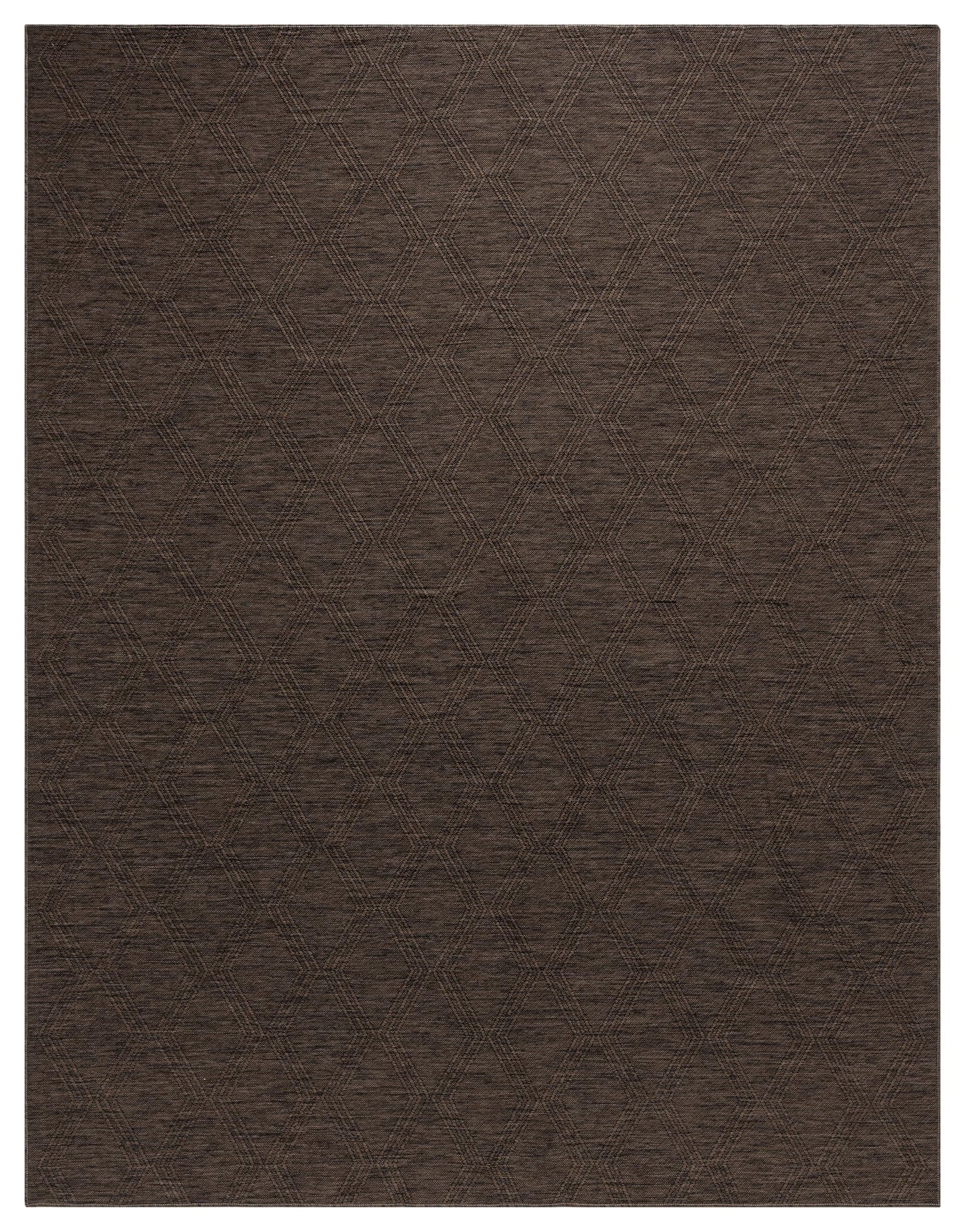 RUGGERRUGS Darla Textured Foldable Indoor Outdoor Rug, 8x10, Weather Resistant, Easy Clean, UV Resistant, Lightweight Contemporary Geometric Patio Carpet for Porch, Deck, Living Room (8'x10', Brown)