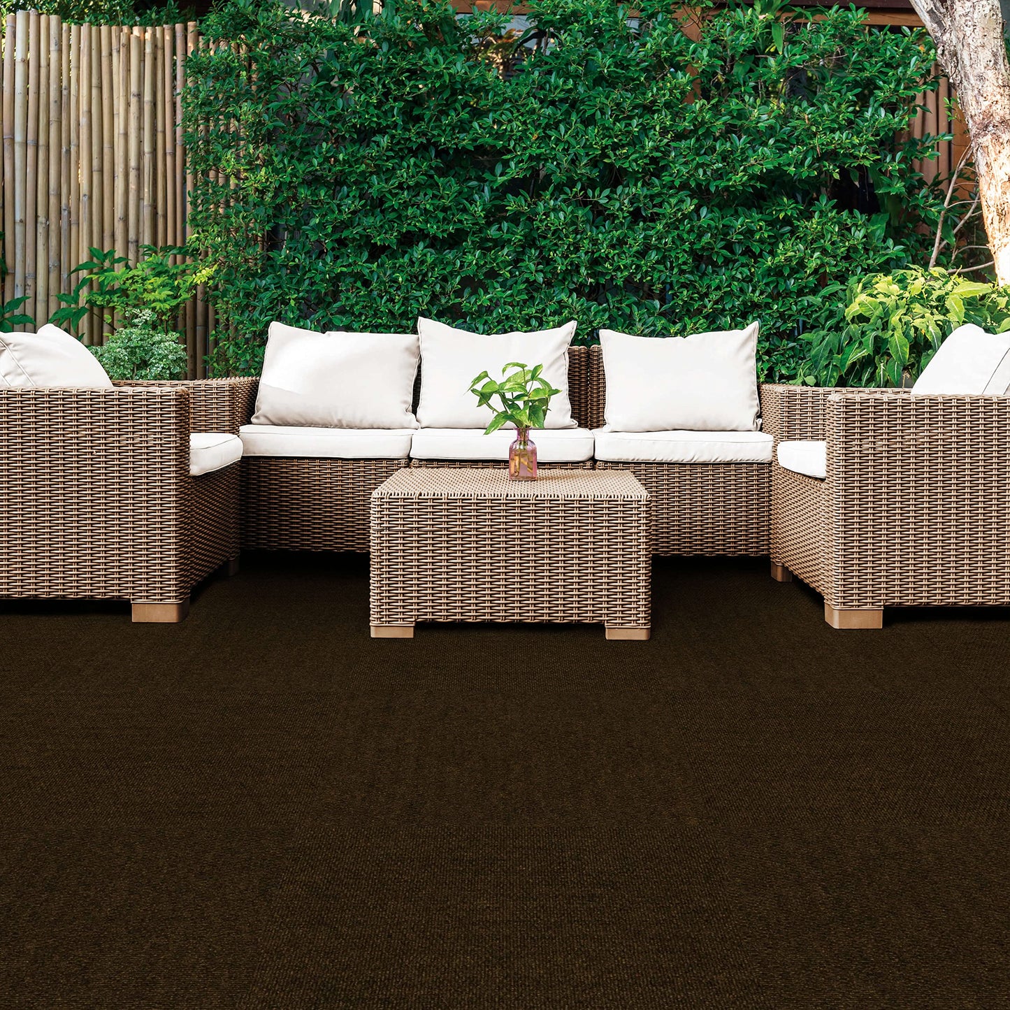 Mohawk Home 24" x 24" Indoor/Outdoor 0.25" Pile Height, Peel and Stick Carpet Tile, Brown Polyester, (10 Tiles) (40 sqft/Box)