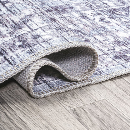 JONATHAN Y Machine Washable Gray/Purple Indoor Area Rug 4X6 ft, Didim Boho Medallion for Living Room, Bedroom, Kitchen, Office, Easy-Cleaning, High Traffic, Pet-Friendly, Non-Shedding (WSH102A-4)