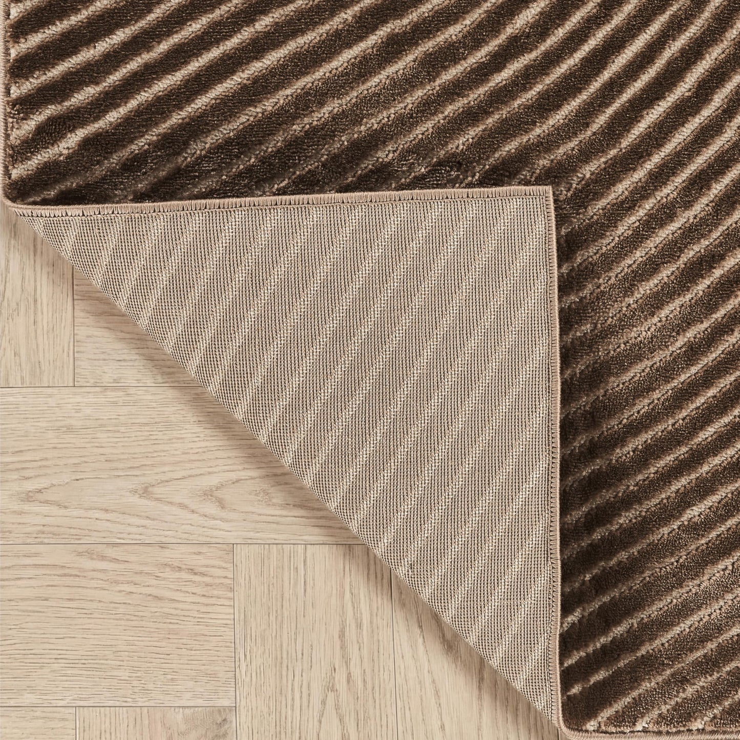 Abani Neutral Collection Brown Area Rug 4' x 6' for Living Room, Bedroom - Mid-Century Concentric Circle Design - Durable & Easy to Clean