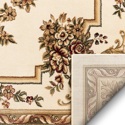 Well Woven Pastoral Medallion Ivory French European Formal Traditional (5'3" x 7'3") Area Rug Easy to Clean Stain/Fade Resistant Shed Free Contemporary Floral Thick Soft Plush Living Dining Room Rug