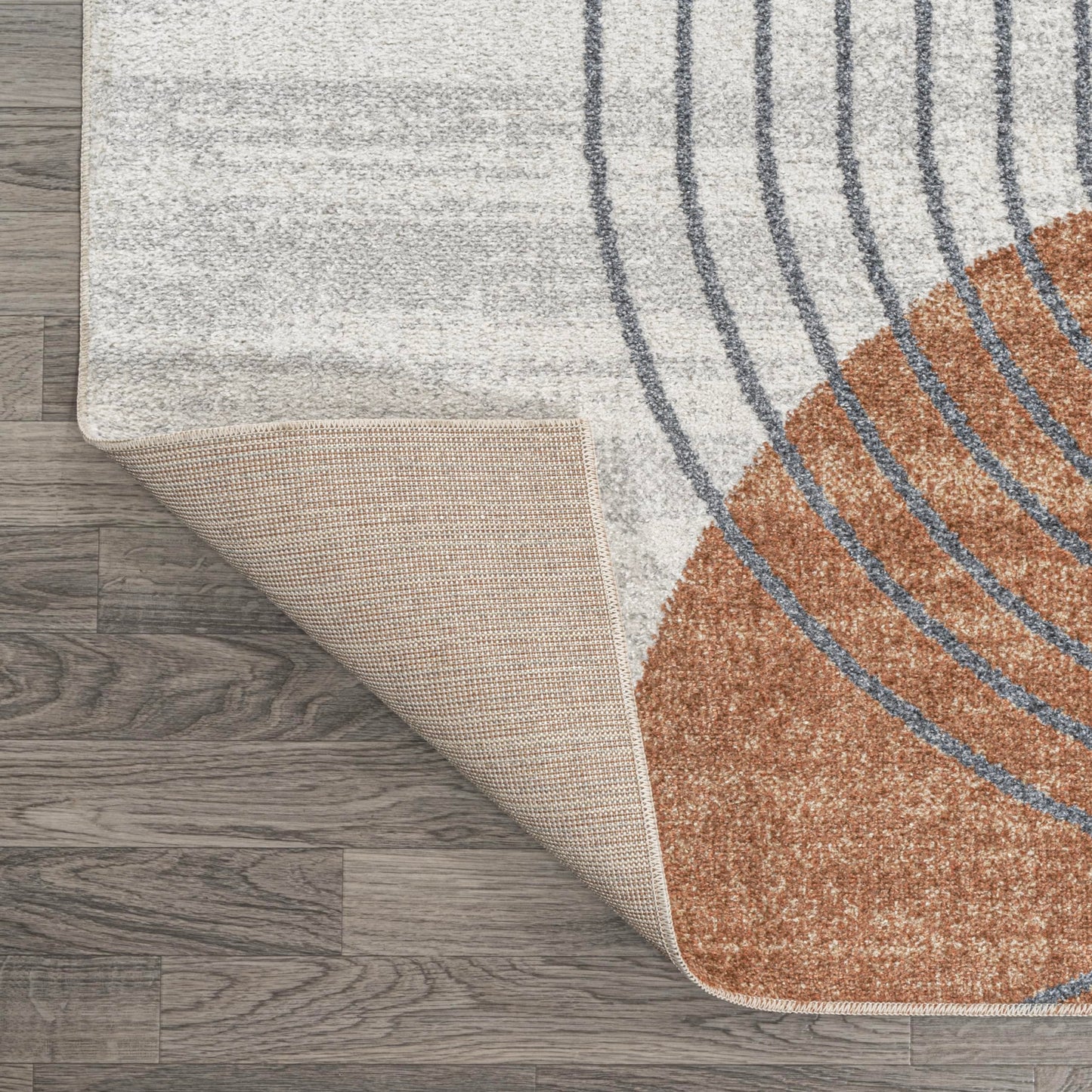 JONATHAN Y Machine Washable Cream/Terra Indoor Area Rug 4X6 ft, Kallax Geometric Modern Low-Pile for Living Room, Bedroom, Kitchen, Office, Easy-Cleaning, Pet-Friendly, Non-Shedding WSH311A-4