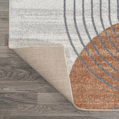 JONATHAN Y Machine Washable Cream/Terra Indoor Area Rug 4X6 ft, Kallax Geometric Modern Low-Pile for Living Room, Bedroom, Kitchen, Office, Easy-Cleaning, Pet-Friendly, Non-Shedding WSH311A-4