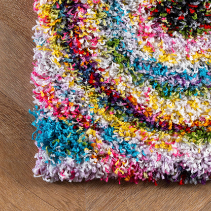 Nuloom Kindra Multicolor/Red, 6'7" x 9', Bohemian Circles, Soft and Cozy, High Traffic, Stain Resistant, Easy Clean, Durable Area Rug for Bedroom, Living Room, Dining Space, Den, Foyer, Entryway