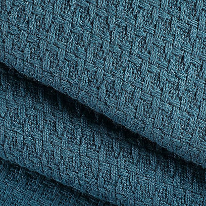 Elvana Home 100% Cotton Bed Blanket, Breathable Bed Blanket King Size, Cotton Thermal Blankets King, Perfect for Layering Any Bed for All Season, Teal Green