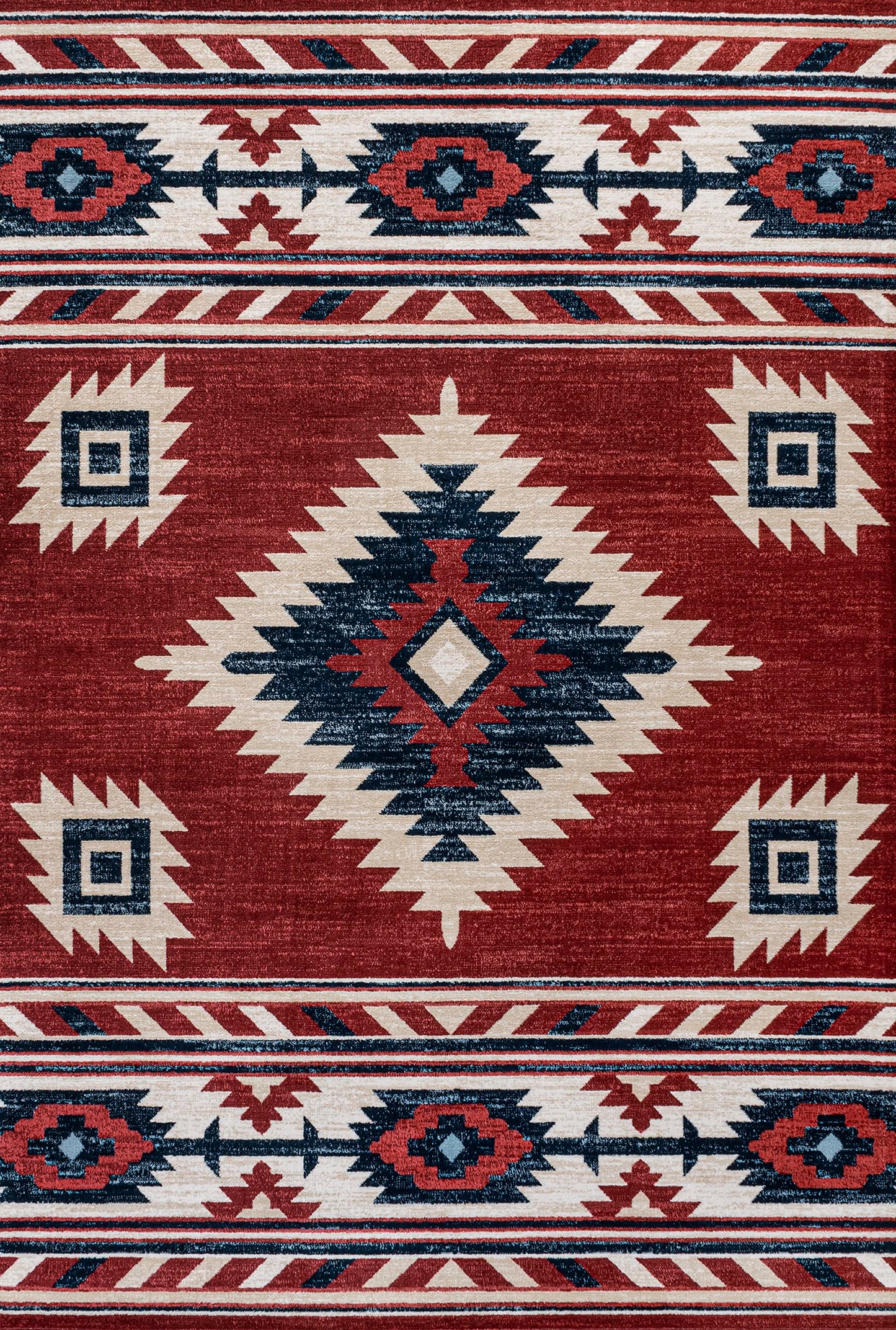JONATHAN Y Medallion Southwestern Indoor Area Rug 4X6 Red/Navy/Cream, Serape for Living Room, Bedroom, Kitchen, Office, Easy-Cleaning, High Traffic, Pet-Friendly, Non-Shedding SWC100A-4