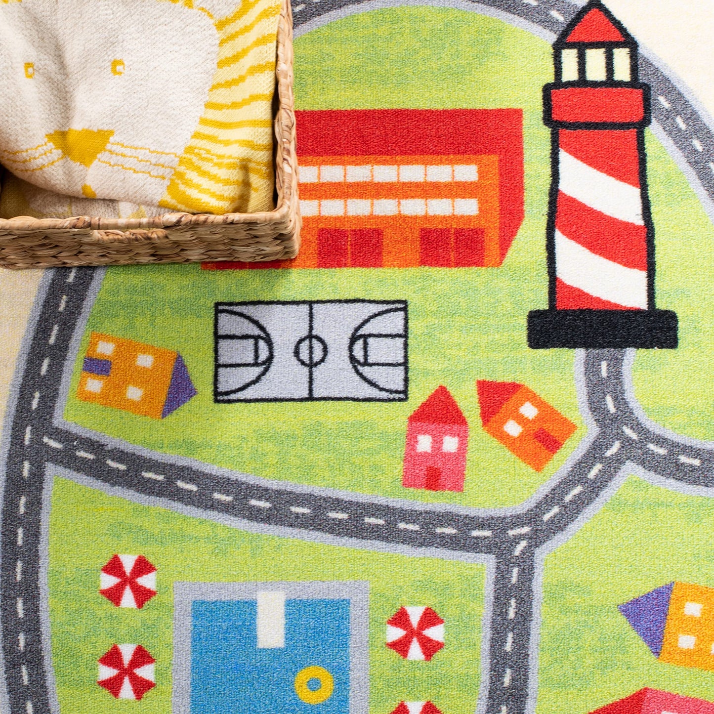 SAFAVIEH Washable Rug Kids Playhouse Collection - 3'3" x 5'3", Blue & Green, Slip Resistant & Easy to Clean, Ideal for Kids Room, Playroom, Nursery, Boys & Girls Room (KPH202M)