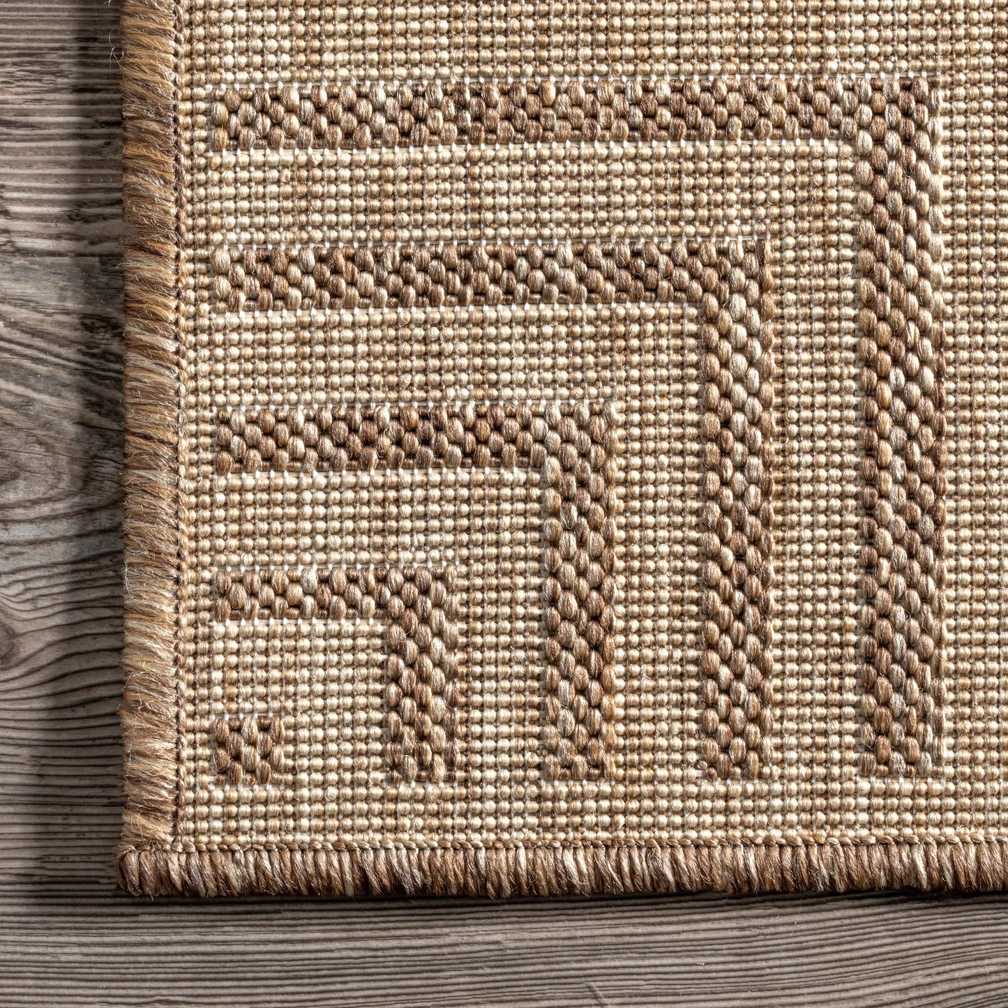 Nuloom Asha Light Brown/Ivory, 4' x 6', Casual, Striped Border, Soft and Cozy, High Traffic, Easy Clean, Durable Area Rug for Indoor/Outdoor Patio, Deck, Porch, Garden, Courtyard