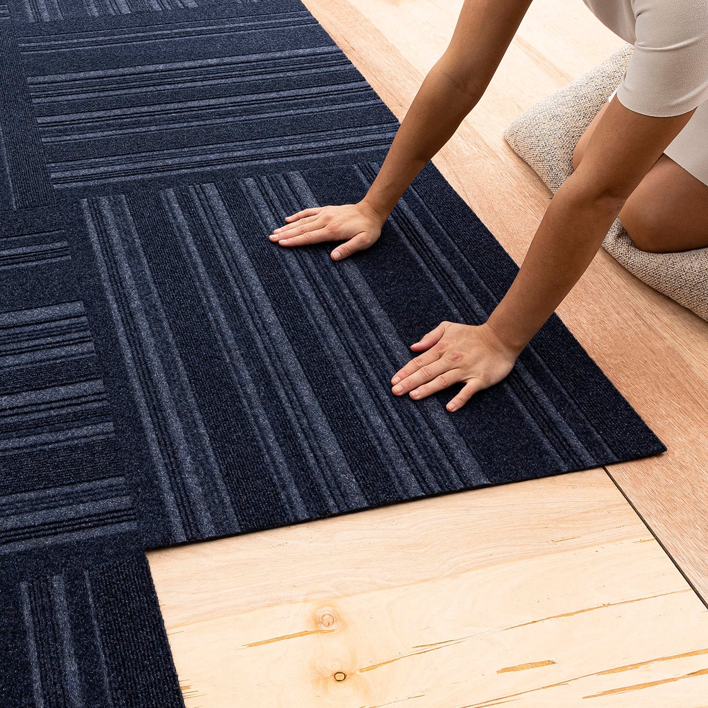 Mohawk Home 24" x 24" Indoor/Outdoor 0.25" Pile Height, Peel and Stick Carpet Tile, Blue Polyester, (15 Tiles) (60 sqft/Box)