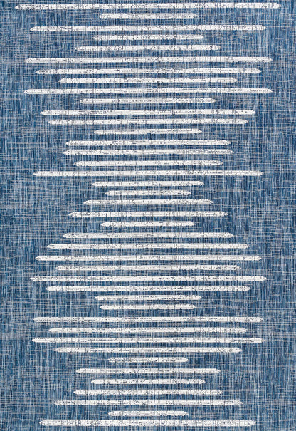 JONATHAN Y Stripe Geometric Indoor Outdoor Area Rug 8X10 Blue/Ivory, Zolak Berber for Backyard, Patio, Porch, Easy-Cleaning, High Traffic, Pet-Friendly, Non-Shedding (SMB124C-8)