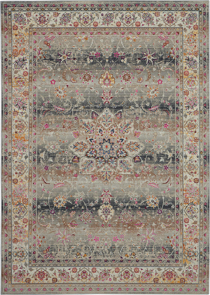 Nourison Home Vintage Kashan Vintage Grey 4' x 6' Area Rug, Easy Cleaning, Non Shedding, Bed Room, Living Room, Dining Room, Kitchen (4x6)