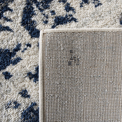 SAFAVIEH Madison Collection Area Rug - 10' Square, Cream & Navy, Snowflake Medallion Distressed Design, Non-Shedding & Easy Care, Ideal for High Traffic Areas in Living Room, Bedroom (MAD603D)