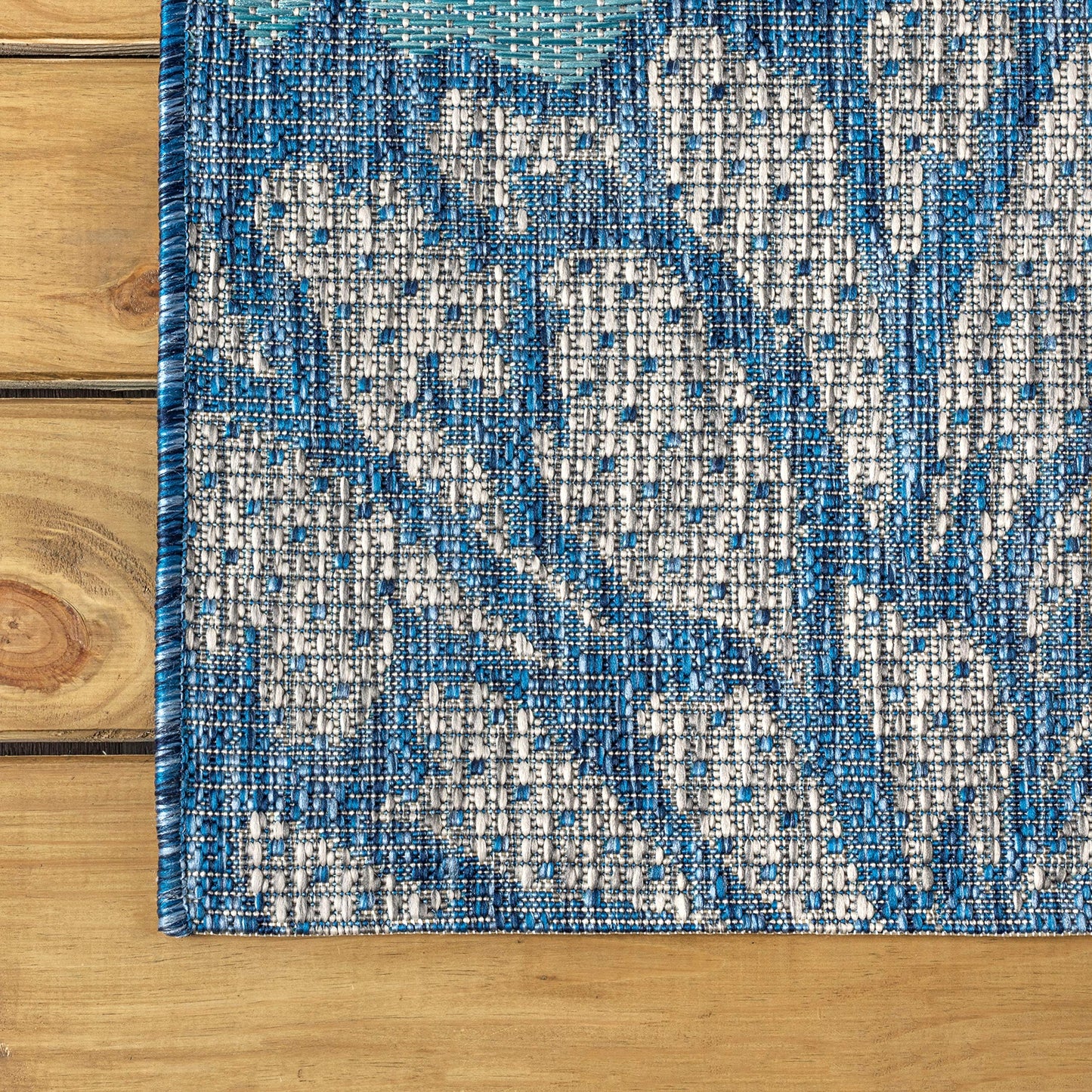 JONATHAN Y Floral Textured Weave Indoor Outdoor Area Rug 5X8 Navy/Aqua, Zinnia Modern for Backyard, Patio, Porch, Easy-Cleaning, High Traffic, Pet-Friendly, Non-Shedding (SMB110C-5)
