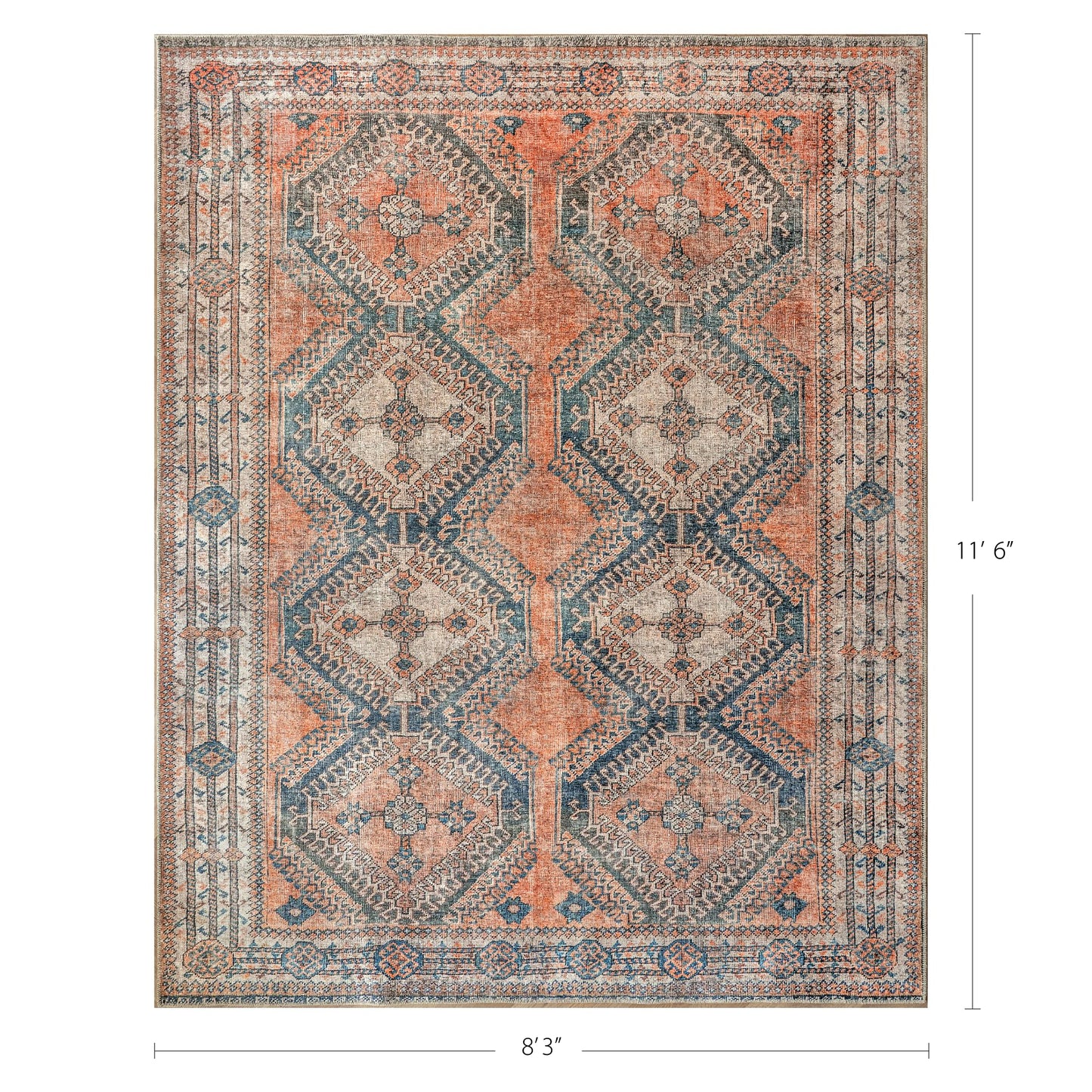 KNOTTING MATTERS Knot Tangelo 8’3” x 11’6” Area Rug – Tangelo Orange & Clay Heritage Flatweave, Low-Pile – Easy Clean Area Rug – Perfect for Living Room, Dining Room, Bedroom – Pet & Kid Friendly