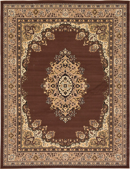 Unique Loom Reza Collection Traditional Persian Style Area Rug, 9 x 12 ft, Brown/Ivory