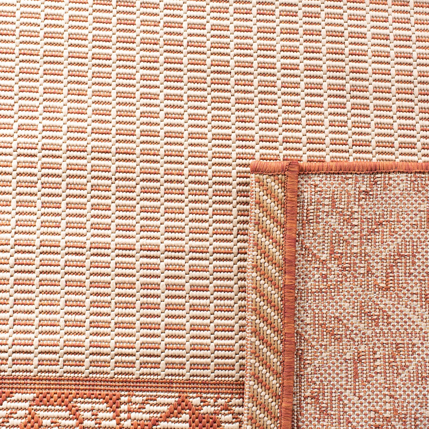 SAFAVIEH Washable Rug Outdoor Courtyard Collection - 2'7" x 5', Natural & Terracotta, Non-Shedding & Easy Cleaning, Ideal for Patio, Backyard, Mudroom (CY0727-3201)