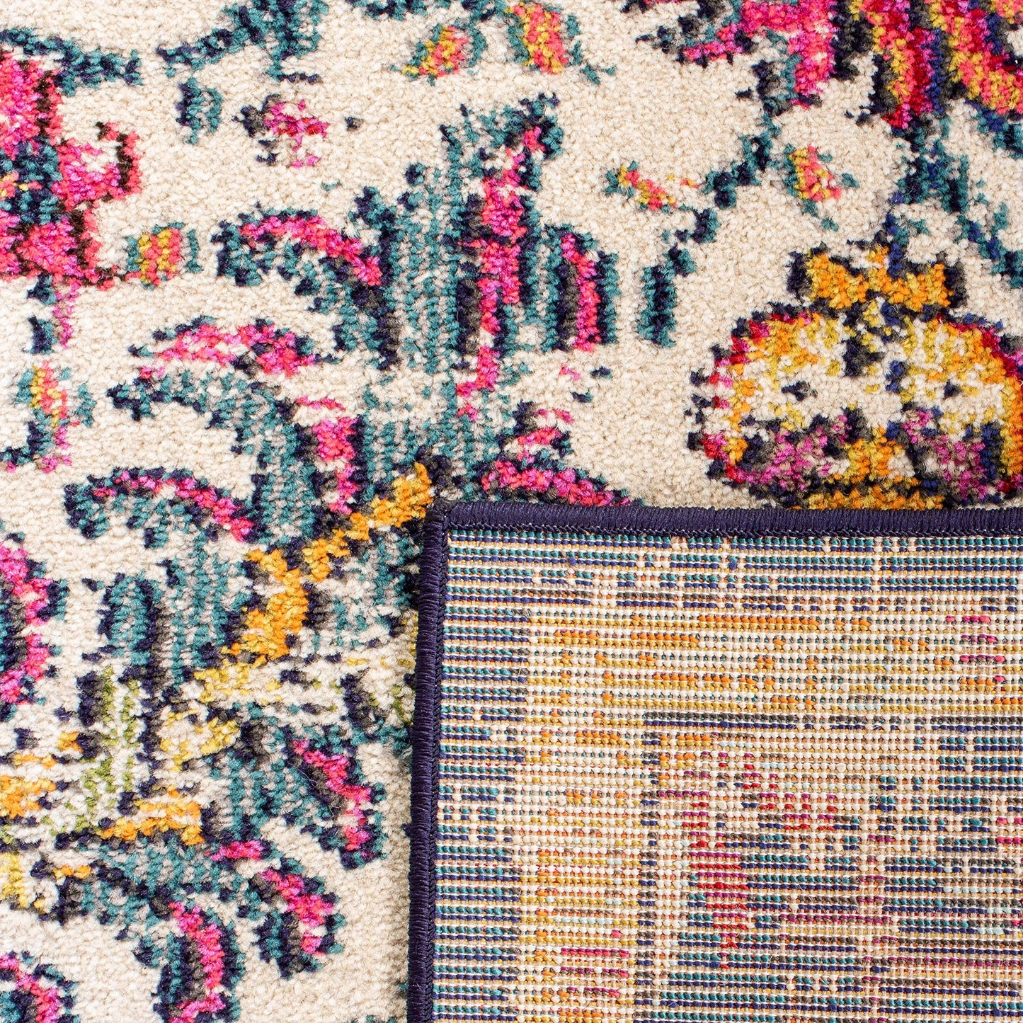 SAFAVIEH Area Rug 8x10 - Madison Collection - Large - Ivory & Orange, Boho Chic Medallion Distressed Design, Non-Shedding & Easy Cleaning, Ideal for Living Room, Bedroom, Dining Space (MAD447A)