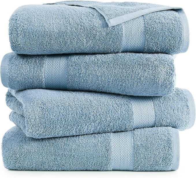 LANE LINEN 100% Ring Spun Cotton 4 Pack Bath Towels