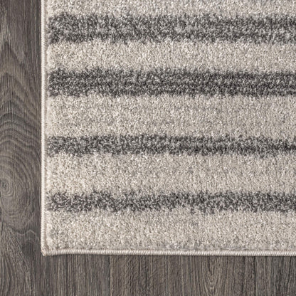 JONATHAN Y Lyla Offset Stripe Gray/Cream Indoor Area Rug, 4x6, Contemporary, Modern, Easy-Cleaning for Living Room, Bedroom, Kitchen, Pet Friendly, Non-Shedding (MOH204A-4)