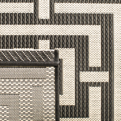 SAFAVIEH Courtyard Collection 9' x 12' Black/Bone CY6937 Indoor/ Outdoor Splashproof Easy Scrubbing Patio Backyard Mudroom Area Rug