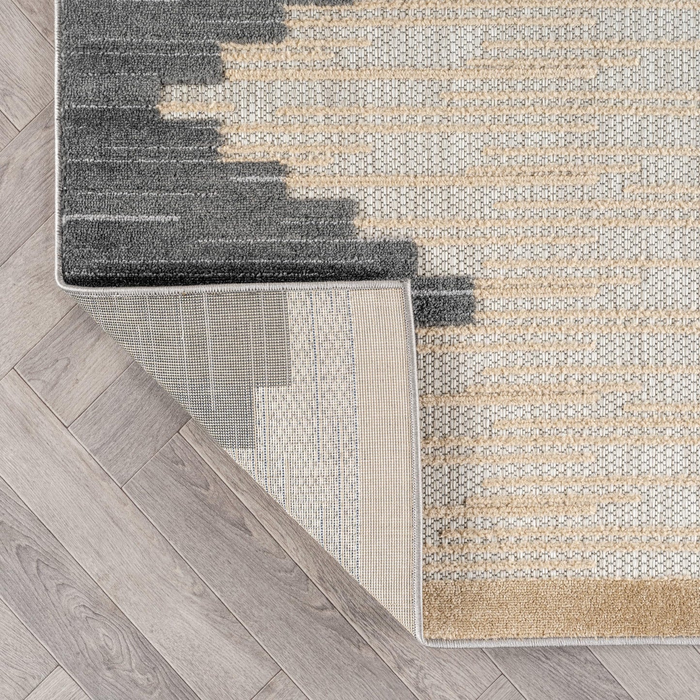 Rugshop Indoor/Outdoor High-Low Textured Area Rug, Geometric Bohemian, Easy-Clean Patio Rug for Porch Deck Balcony 6' 6" x 9' Gray