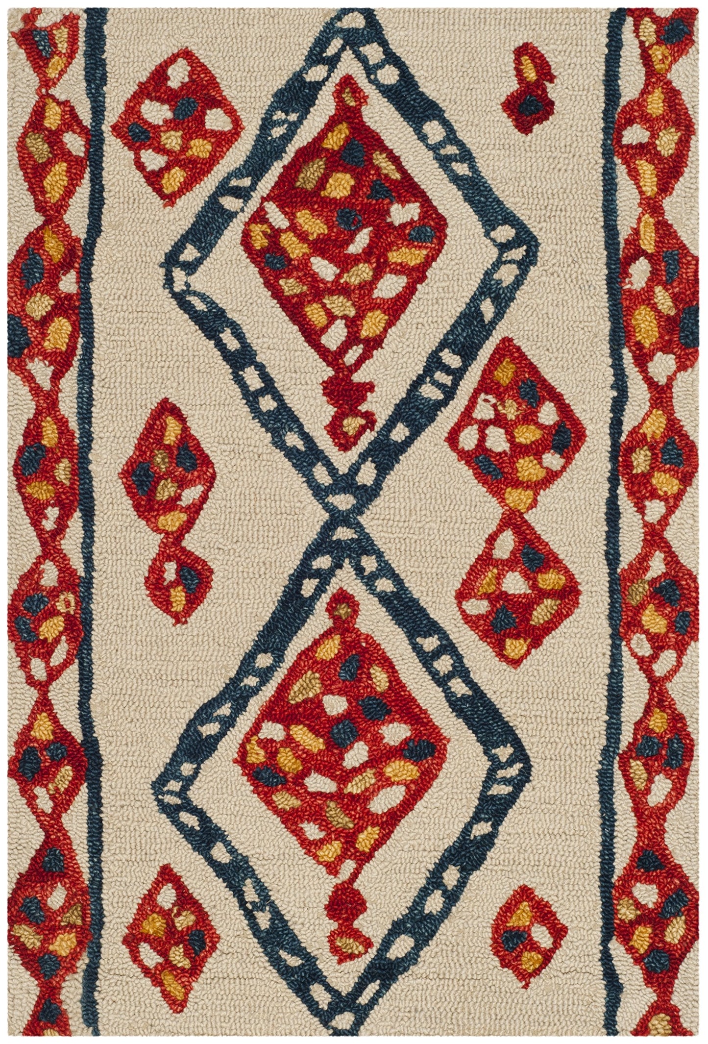 SAFAVIEH Aspen Collection Accent Rug - 2' x 3', Ivory & Multi, Handmade Moroccan Boho Tribal Wool, Ideal for High Traffic Areas in Entryway, Living Room, Bedroom (APN702A)