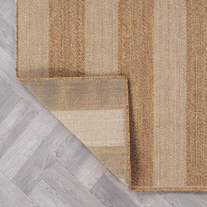 Rugshop Striped Indoor Outdoor Flat Woven Area Rug,Natural Jute-Style,Easy-Care Patio Rug for Backyard Porch Deck Balcony, 6'6" x 9' Sand/Natural