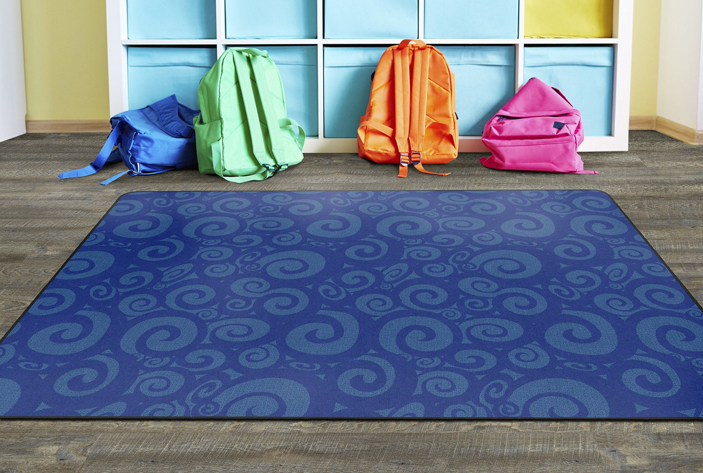 Flagship Swirl Tone on Tone Carpet for Children's Classroom and Bedroom Area Rug, Playroom or Teaching Area for Playtime and Reading, 6' x 8'4", Blue
