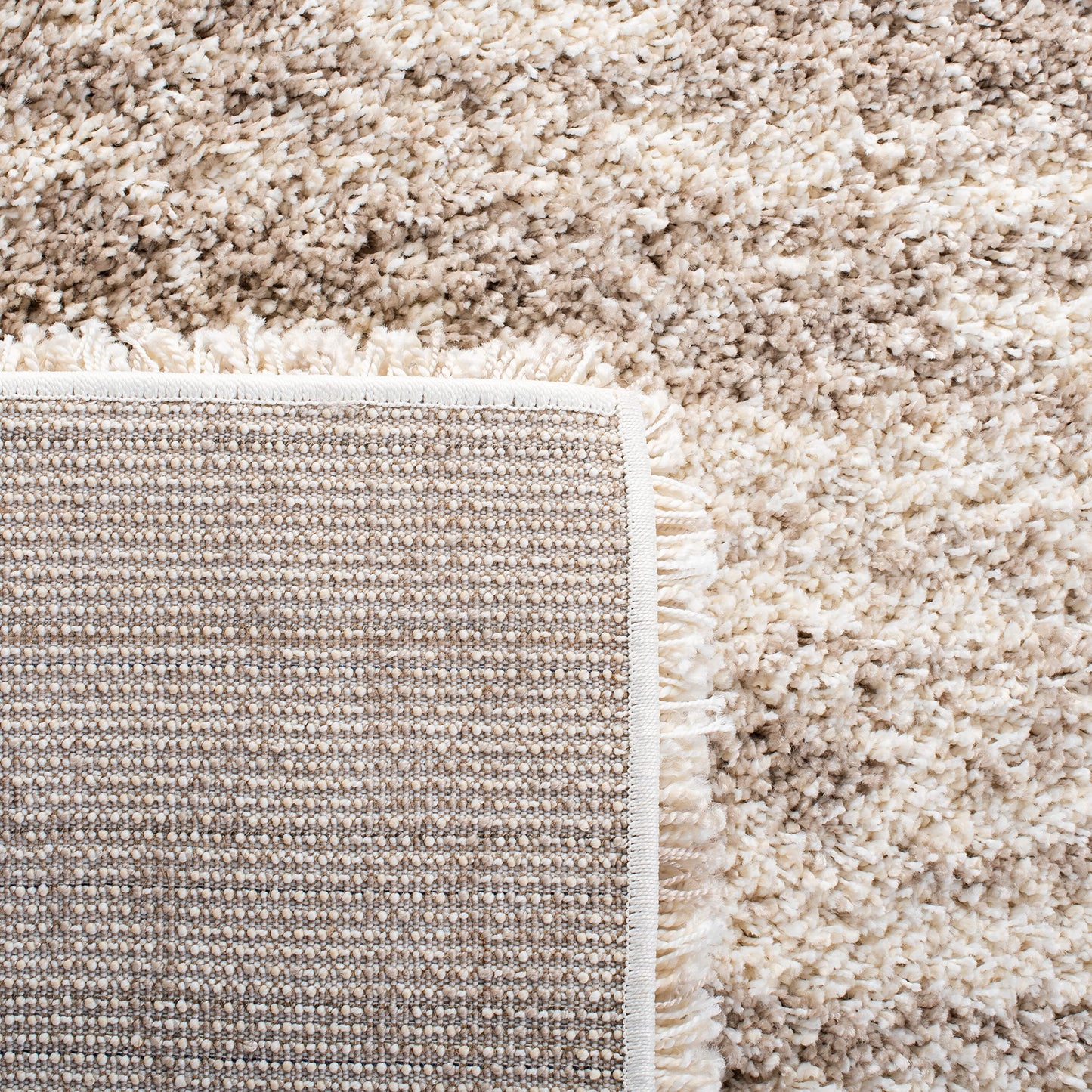 SAFAVIEH Hudson Shag Collection Area Rug - 7' Square, Ivory & Beige, Modern Design, Non-Shedding & Easy Care, 2-inch Thick Ideal for High Traffic Areas in Living Room, Bedroom (SGH206B)