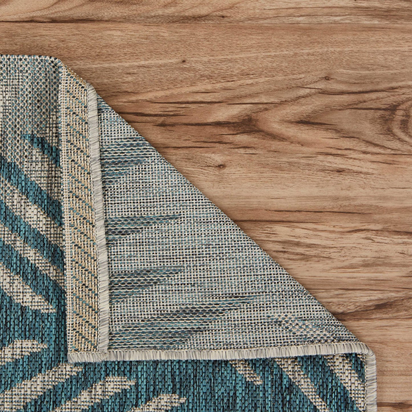 LR Home Palm Fronds Outdoor Area Rug for Home Decor, Carpet for Deck, Patio, Garden, Farmhouse Rug, 5' x 7', Blue/Beige