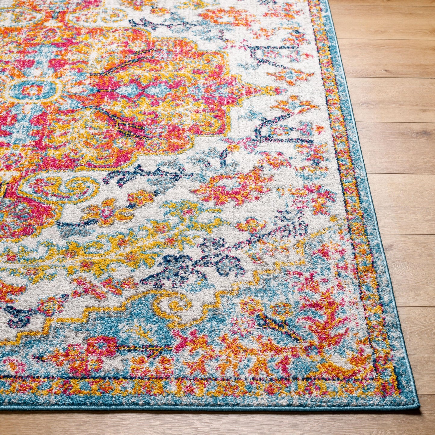 Livabliss Odelia Vintage Bohemian Area Rug,3'11" x 5'7",Orange/Aqua