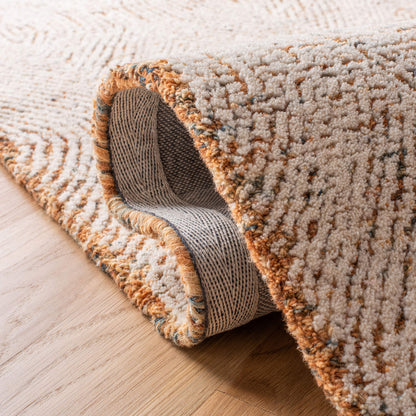 SAFAVIEH Abstract Collection Accent Rug - 3' x 5', Ivory & Rust, Handmade Wool, Ideal for High Traffic Areas in Entryway, Living Room, Bedroom (ABT340P)