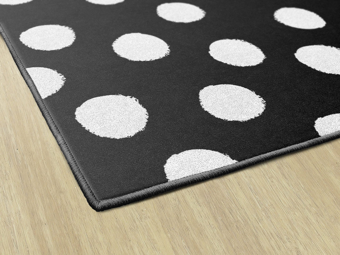 Flagship Carpets Picasso Painted Dots Classroom Area Rug for Indoor Classroom Learning or Kid Bedroom Educational Play Mat, 5'x7'6", Black