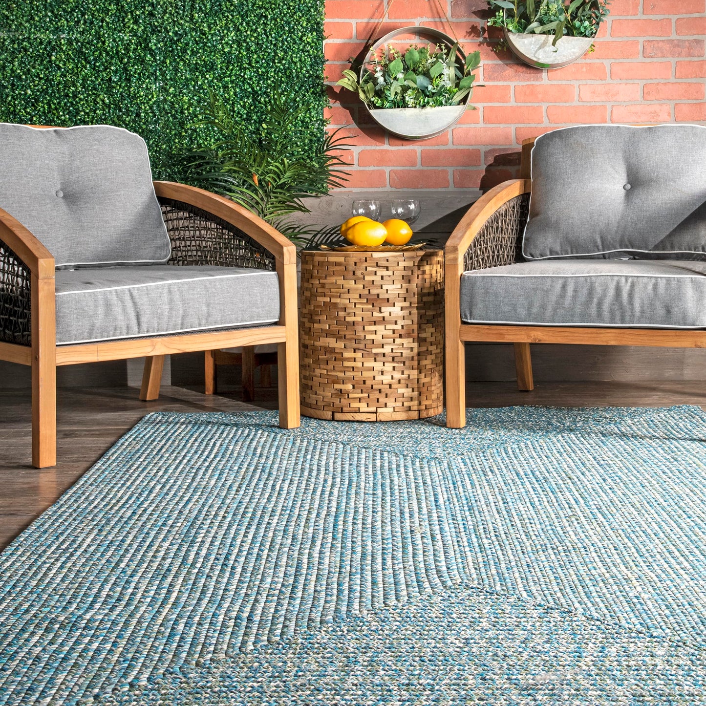nuLOOM 3' x 5' Solid Hand Braided Indoor/Outdoor Area Rug, Pet-Friendly, High Traffic, Weather Resistant, for Patio, Balcony, Bedroom, Living Room, Dining Room, Wynn Aqua
