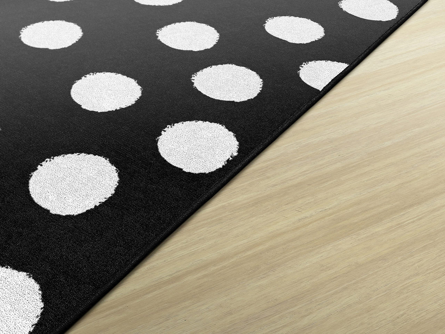 Flagship Carpets Picasso Painted Dots Classroom Area Rug for Indoor Classroom Learning or Kid Bedroom Educational Play Mat, 5'x7'6", Black