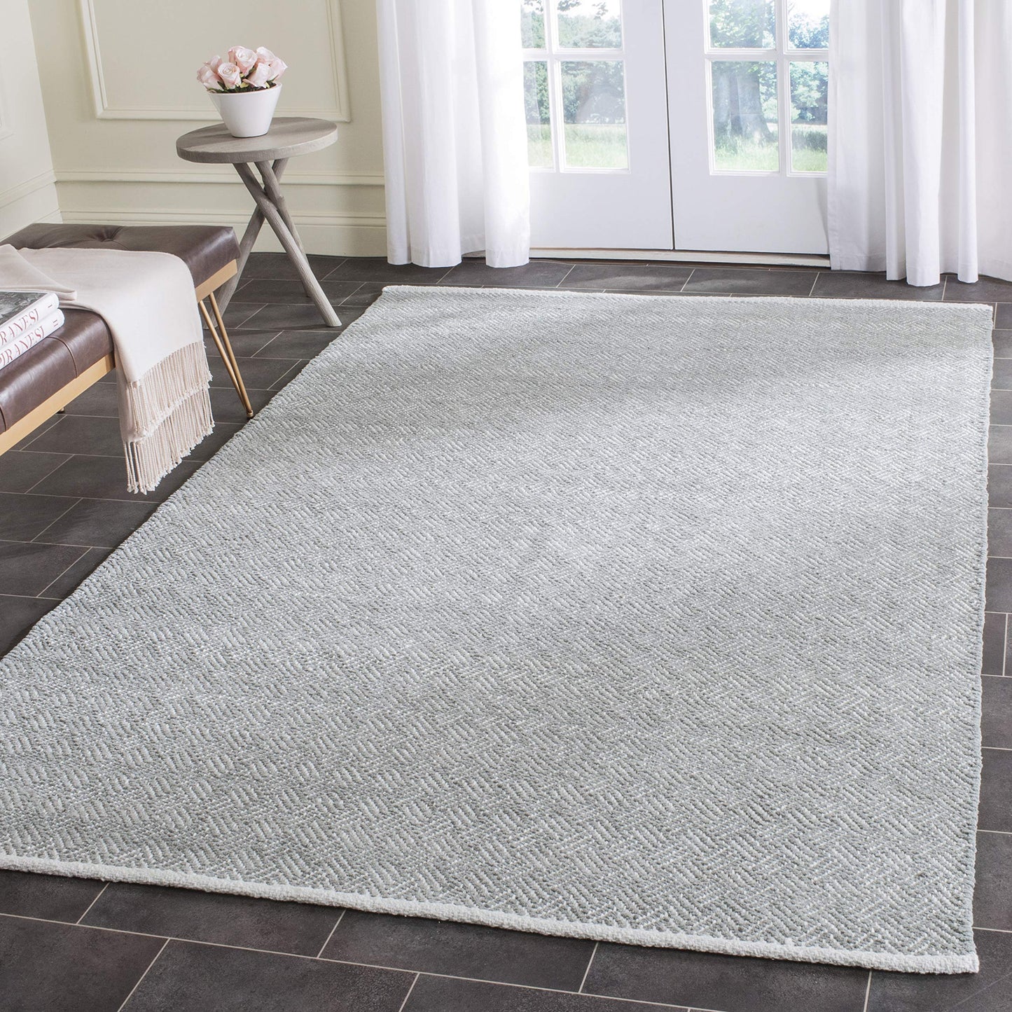 SAFAVIEH Boston Collection 5' x 8' Grey BOS680E Handmade Flatweave Cotton Area Rug