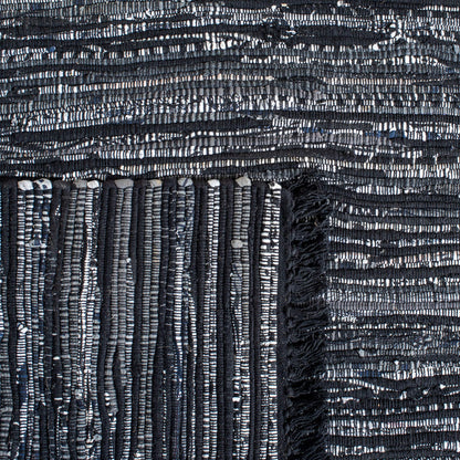 SAFAVIEH Rag Rug Collection Area Rug - 5' x 8', Black, Handmade Boho Stripe Cotton, Ideal for High Traffic Areas in Living Room, Bedroom (RAR121Z)