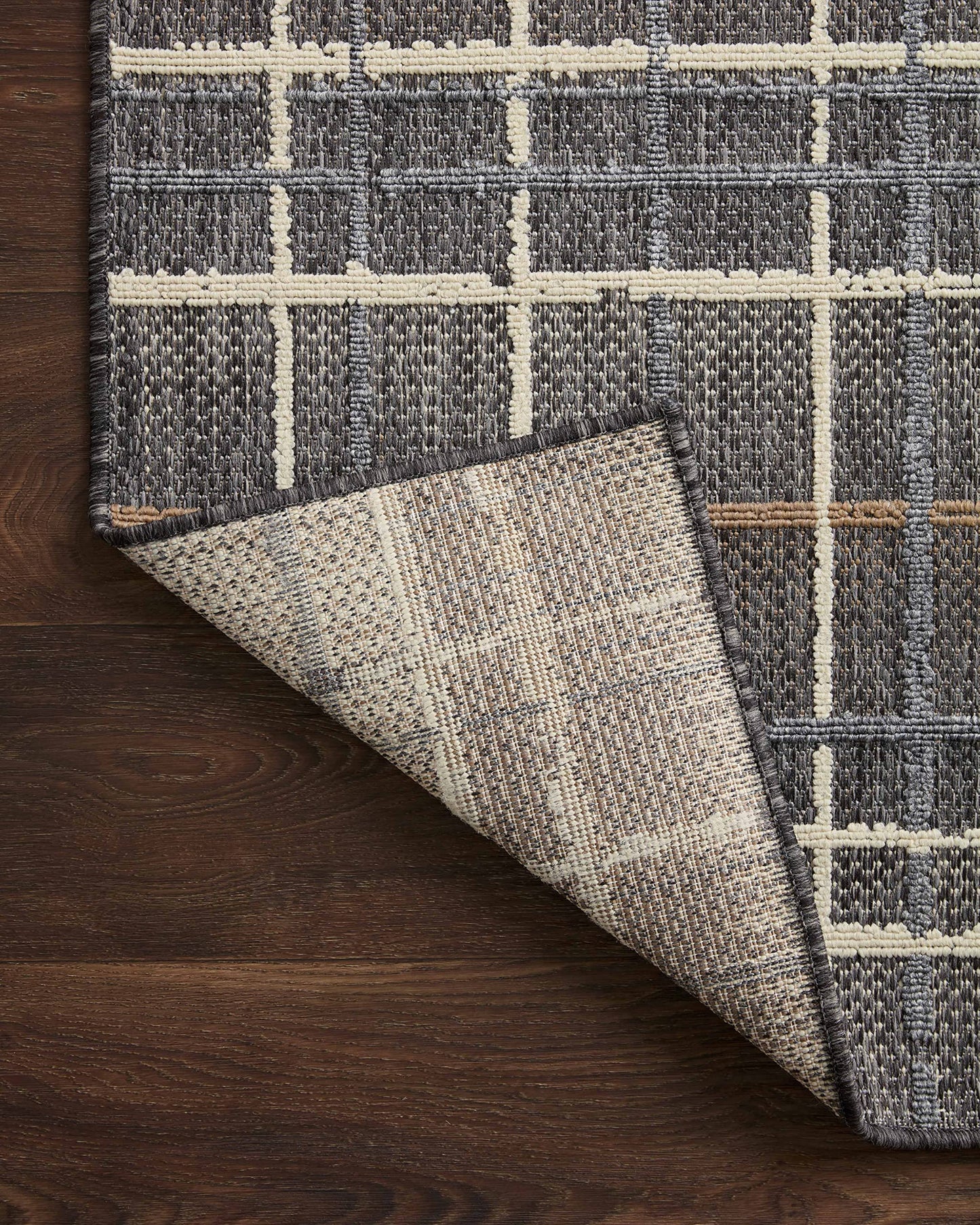 Loloi II Rainier Collection RAI-11 Indoor/Outdoor, Charcoal/Multi 5'-3" x 7'-7" Area Rug
