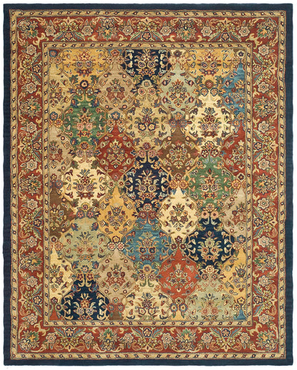 SAFAVIEH Heritage Collection Area Rug - 7'6" x 9'6", Multi & Burgundy, Handmade Traditional Oriental Wool, Ideal for High Traffic Areas in Living Room, Bedroom (HG911A)