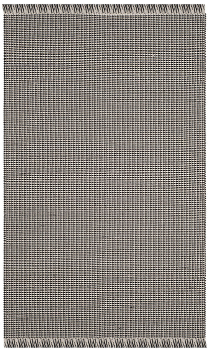 SAFAVIEH Montauk Collection Area Rug - 5' x 8', Ivory & Black, Handmade Flat Weave Boho Farmhouse Cotton Tassel Fringe, Ideal for High Traffic Areas in Living Room, Bedroom (MTK340D)