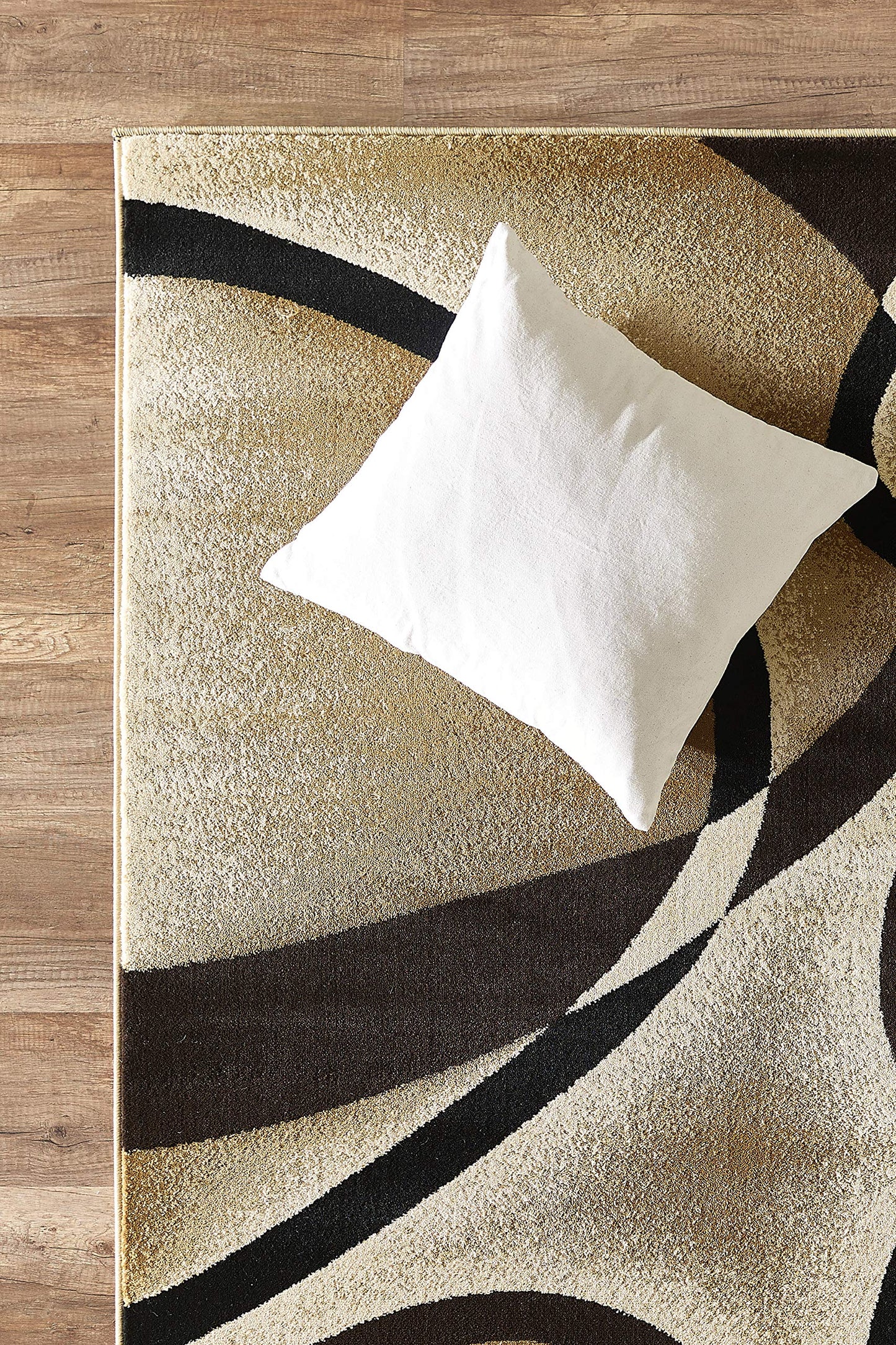 GLORY RUGS Modern Area Rug 5x7 Beige Swirls Carpet Bedroom Living Room Contemporary Dining Accent Sevilla Collection 4816A (Brown)