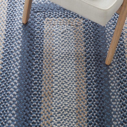 SAFAVIEH Braided Collection Area Rug - 5' x 8', Dark Grey & Blue, Flat Weave Reversible Cotton Design, Easy Care, Ideal for High Traffic Areas in Living Room, Bedroom (BRD651H)