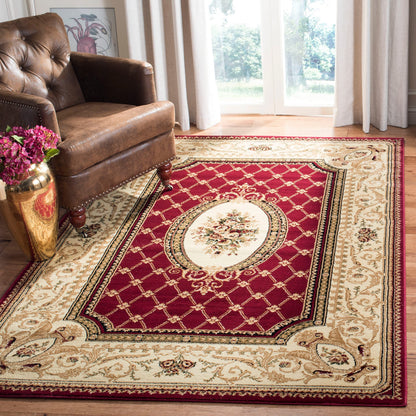 SAFAVIEH Lyndhurst Collection Accent Rug - 3'3" x 5'3", Red & Ivory, Traditional European Design, Non-Shedding & Easy Care, Ideal for High Traffic Areas in Entryway, Living Room, Bedroom (LNH223B)
